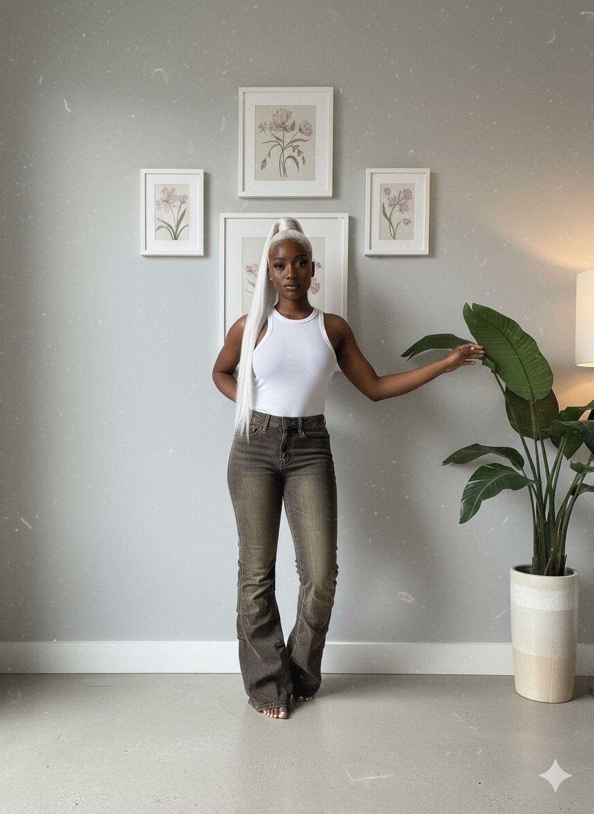 Olive Green Flare Jeans