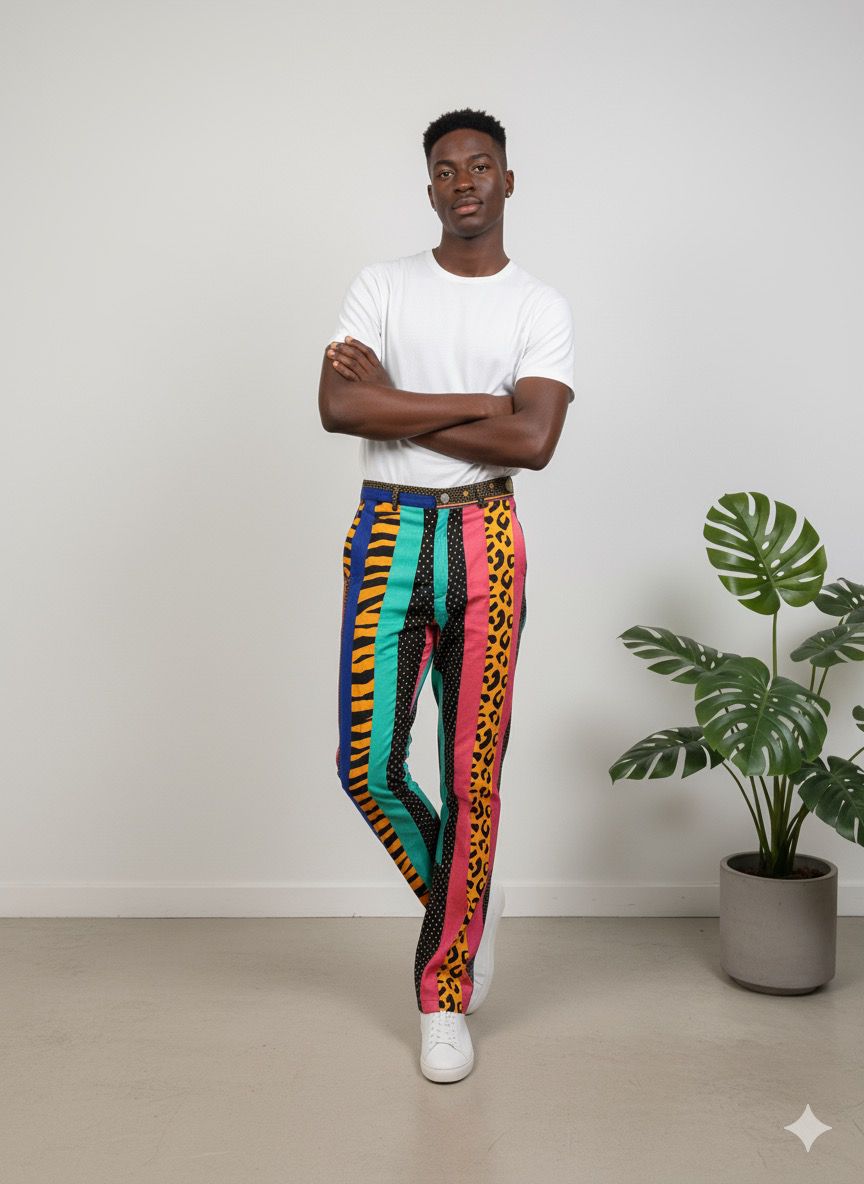 Multi-Pattern Ankara Pants - Men's