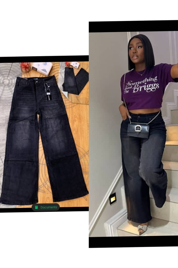 Black Wide-Leg Denim Jeans