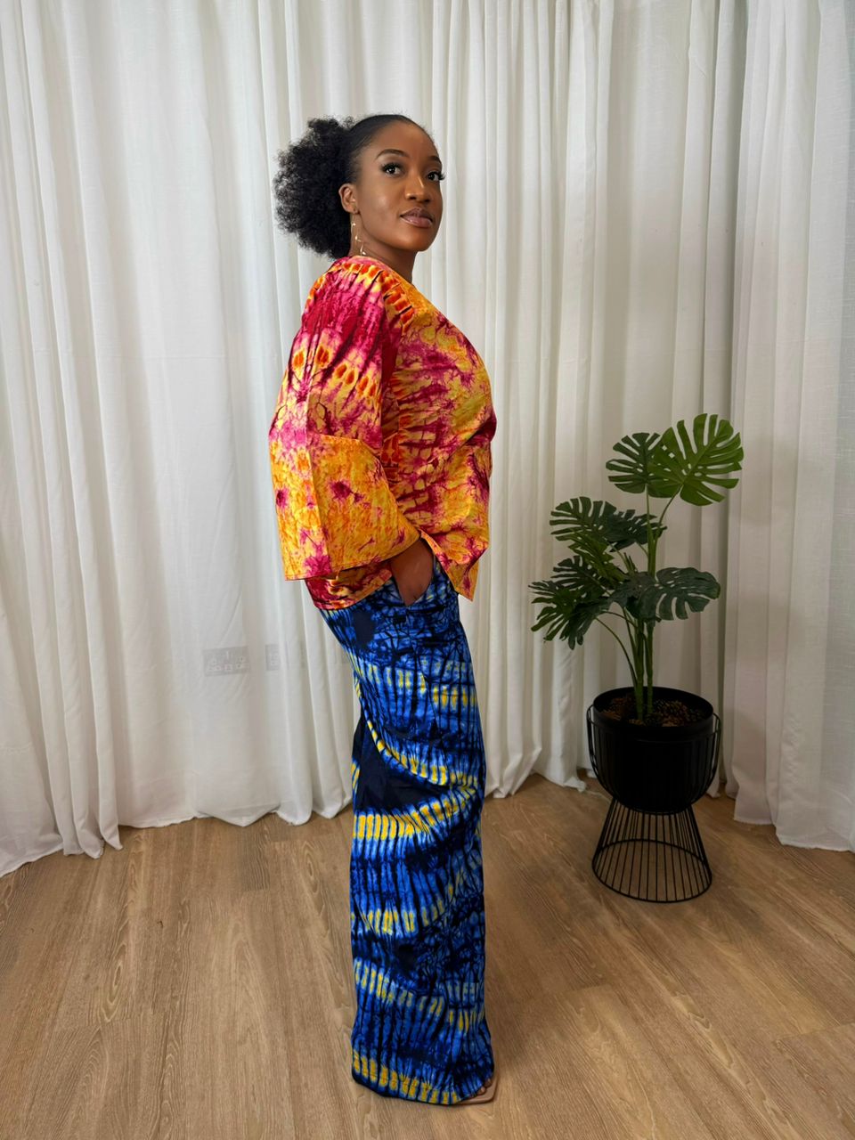 Sunburst Batik Top & Indigo Palazzo Set