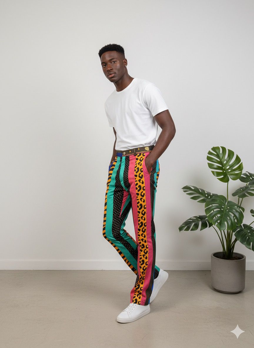 Multi-Pattern Ankara Pants - Men's